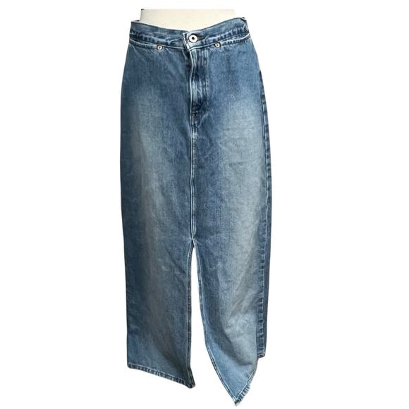 GAP Vintage Y2K Long Rivet Jean Skirt 10 Blue Light Wash Denim Boho Western - Picture 2 of 13
